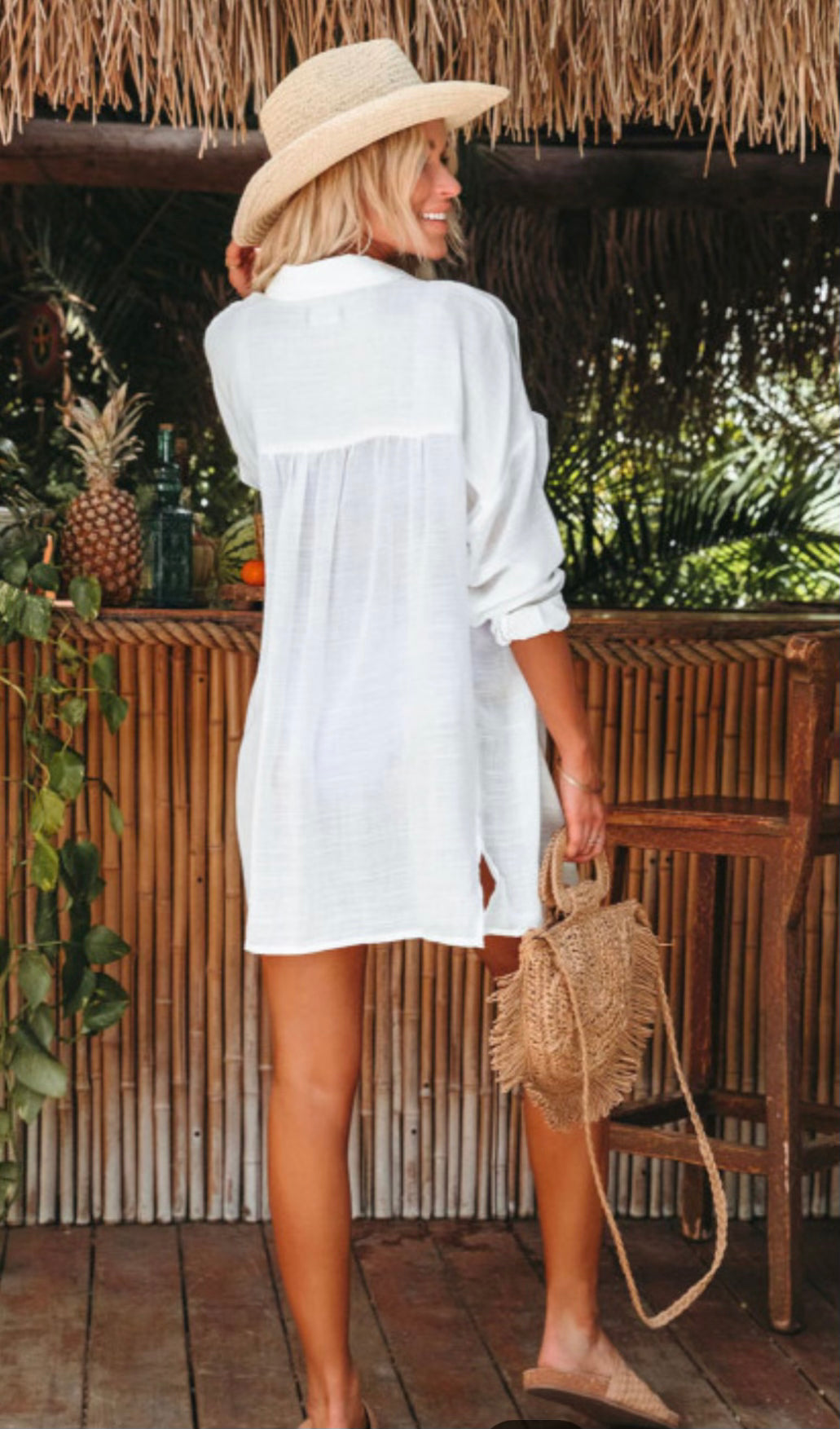 Blow Me Away Shirt Style Beach Cover-Up | Gone for Now, Back Soon
