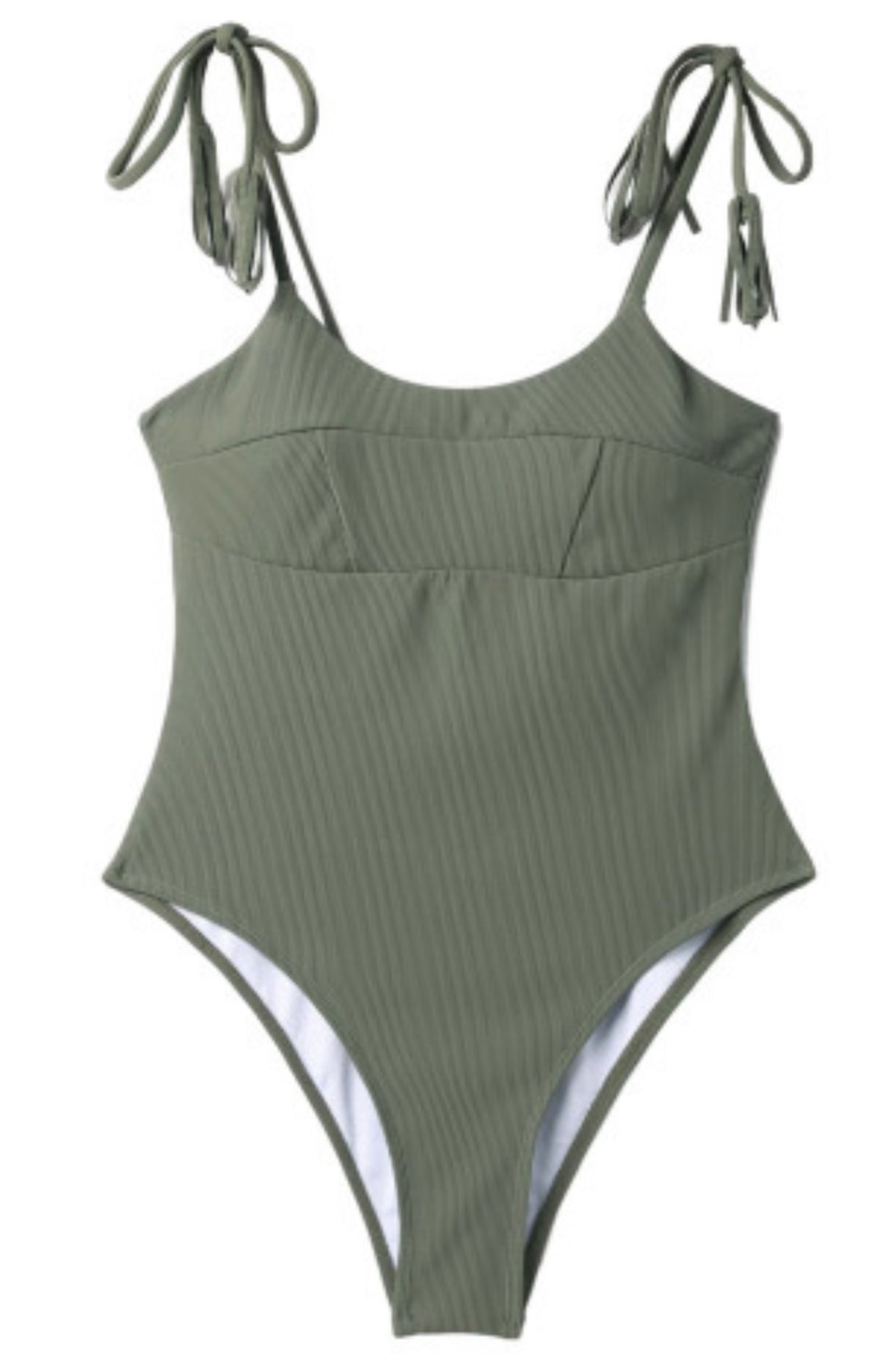 Jungle Jade Tassel Tie Ribbed One Piece Swimsuit | Get It Before It's Gone