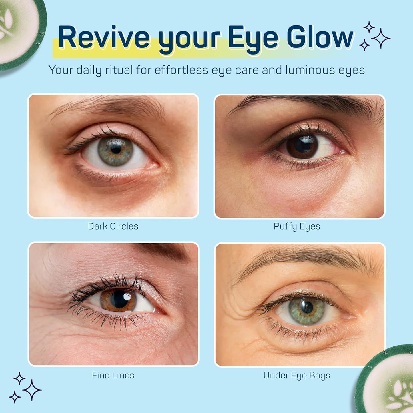 Cucumber Hydro-Soothing Spa, Cooling Eye Pads - 24 Pads
