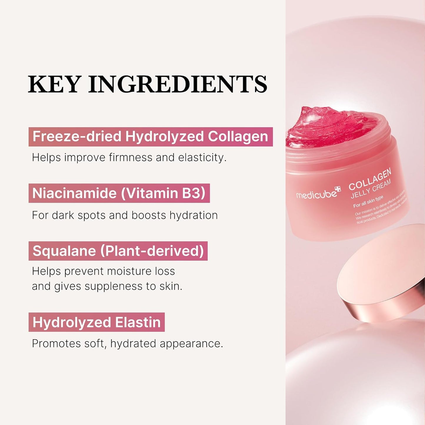 medicube Collagen Jelly Cream- Niacinamide & Freeze-Dried Hydrolyzed Collagen - Boosts skin's barrier hydration and gives 24h Glow & Lifted Look - Korean skincare (1.69 Fl Oz (Pack of 1))