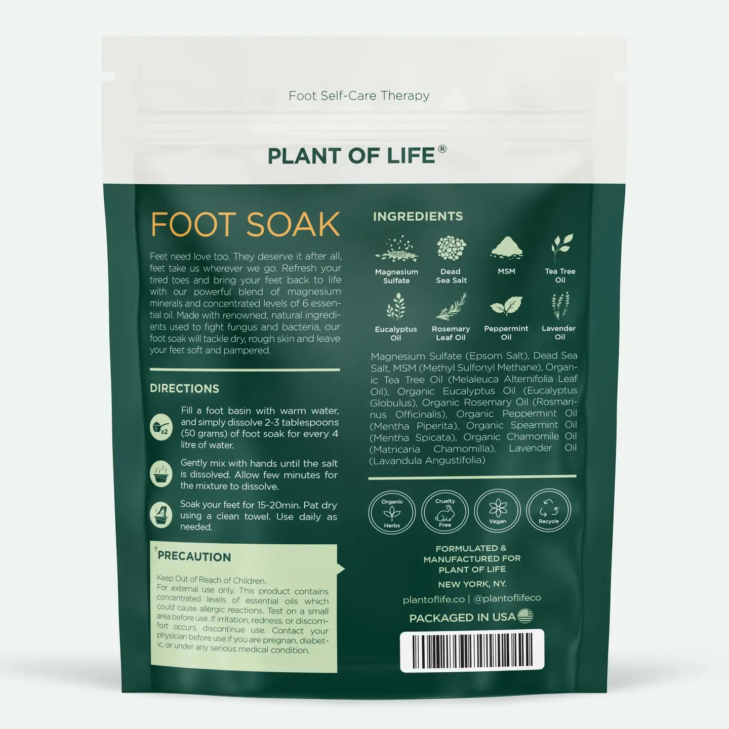 Plant of Life Tea Tree Oil Foot Soak with Epsom Salt | Fungus & Odor 16 oz